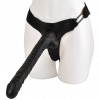 15 Inch Ribbed Strap On Dildo - Black